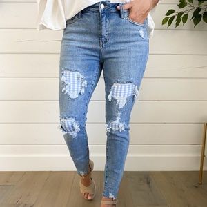 Judy Blue Gingham Patch Denim